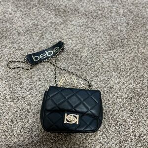 Bebe black and gold crossbody bag